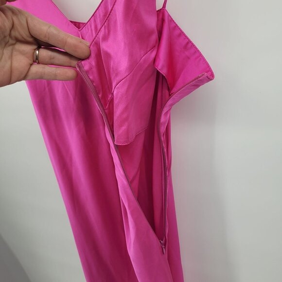 O.p.t. womens small pink Dona satin slip maxi dress polyester blend barbie - Picture 7 of 14